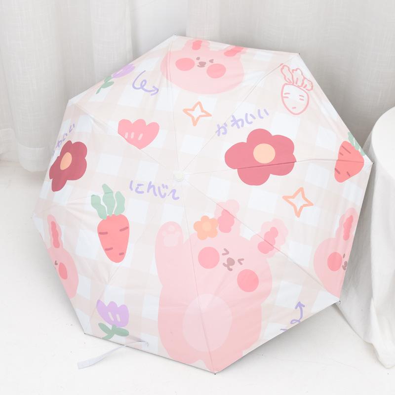 Cartoon Digital Automatic Tri-fold Sun and Rain Umbrella, Folding Umbrella, Black Coating UV Protection, Sunshade, Sunshade Umbrella Manufacturer