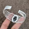 Black Onyx Gemstone Handmade 925 Sterling Silver Cuff Bangle Adjustable KKG-195