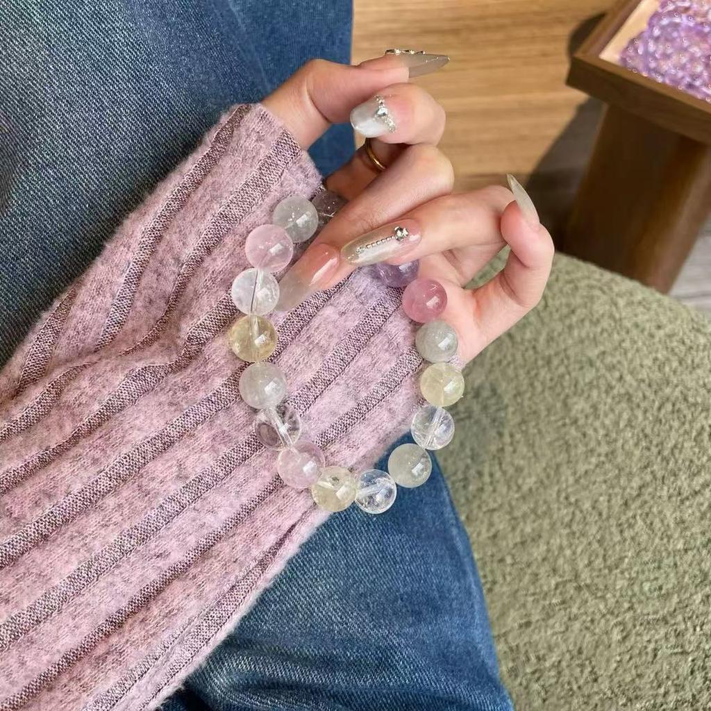 Natural Ice Cream Crystal Bracelet, New Chinese Style Colorful Fluorite Bracelet for Women, Dopamine European and American Crystal Bracelet