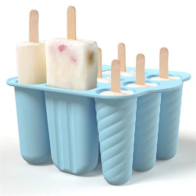 Homemade Home 9 Cavity Ice Cream Mold Food Grade Silicone Popsicles Molds With Wooden Sticks Ice Pop Molds Maker Summer