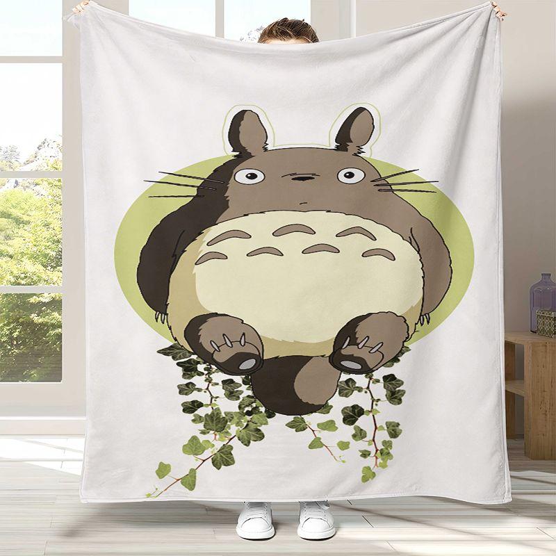 Coperta Morbida Calda in Flanella Disegno Cartone Animato T-Totoro Retro Carino, Plaid in Peluche Ultra Morbido per Casa Camera da Letto Letto Divano Copertura Ufficio Campeggio Picnic