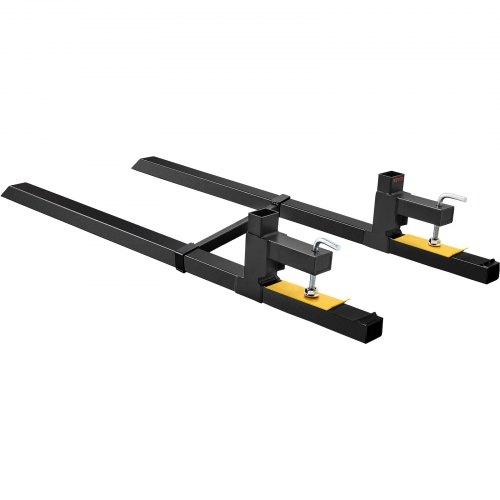 Pallet Forks, 2000 Lbs Tractor Bucket Forks, 60" Total Length Clamp On Pallet Forks with Adjustable Stabilizer Bar, Heavy Duty Pallet Forks for