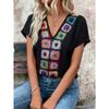 V-neck Women's Short Sleeve T-Shirt Summer Daily Casual Tops OverSize Loose Women's Clothing Flower Print Style Patterns