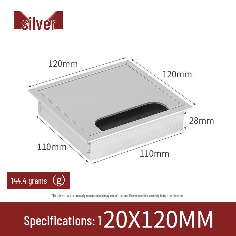 Caja de Gestión de Cables de Aleación de Aluminio Negra - Tapa de Paso de Cables para Escritorio