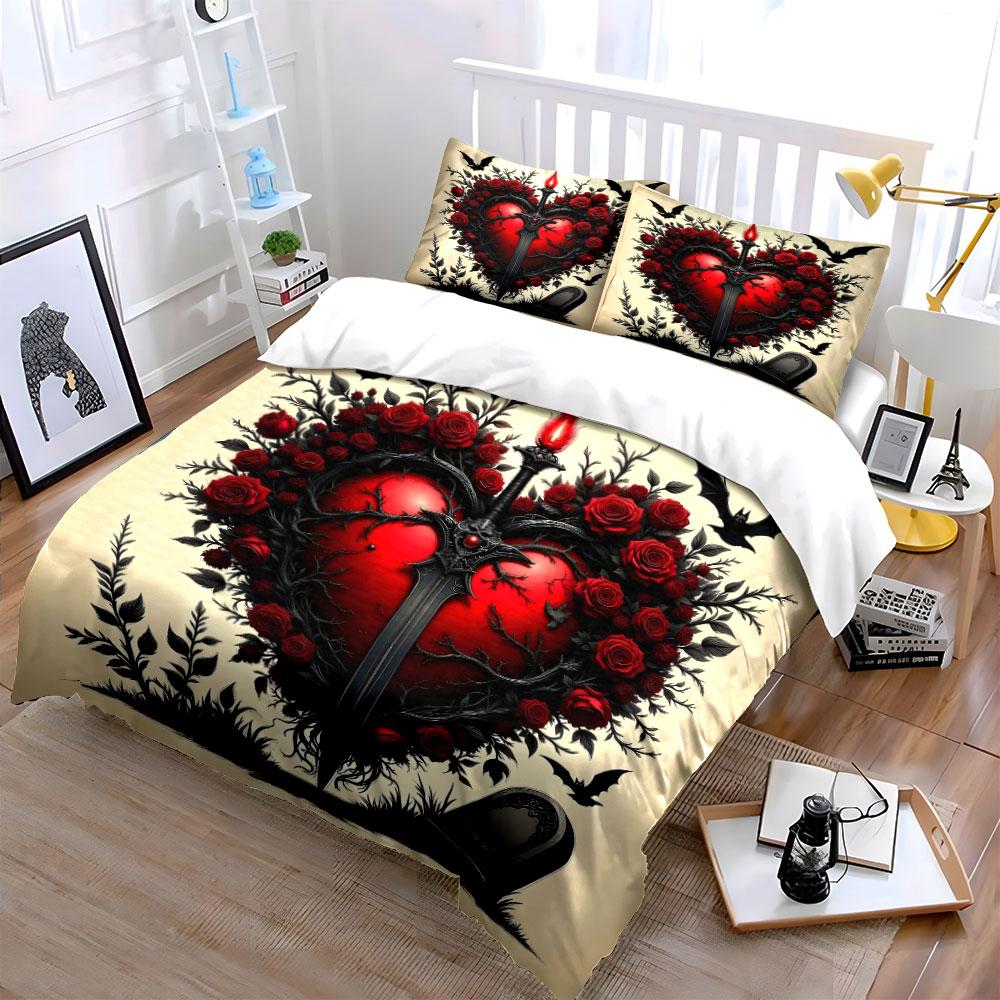 "Enchanted Gothic Heart Elegance" Bedding Sets Duvet Covers Pillowcases(1* Duvet Cover 2* Pillowcases Without Duvet Insert)