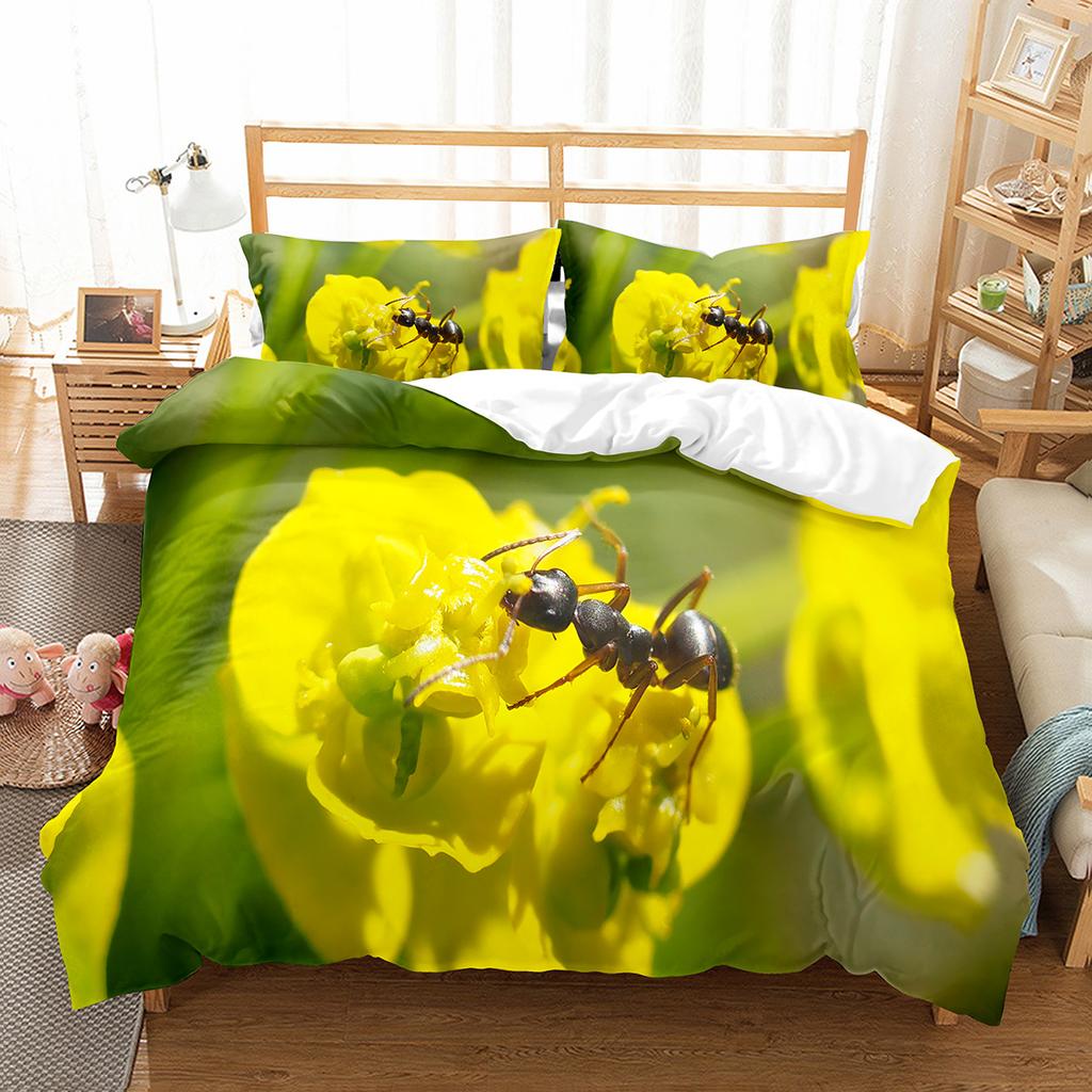 Ant Duvet Cover Set Lightweight Soft Polyester Comforter Cover for Kids Animals Lover Bedding Set with Pillowcase Quilt Cover