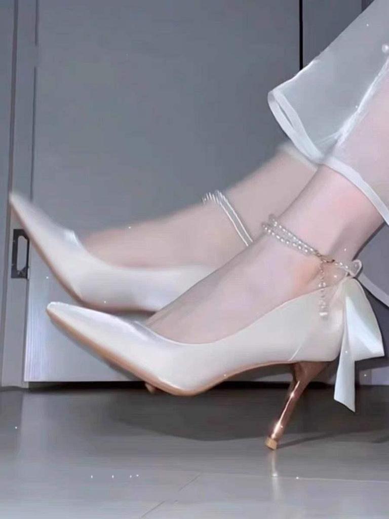 Damskie szpilki z francuskiego jedwabiu satynowego - Idealne dla druhen, panien młodych, do noszenia na co dzień, do sukni ślubnej lub na ceremonię wejścia w dorosłość