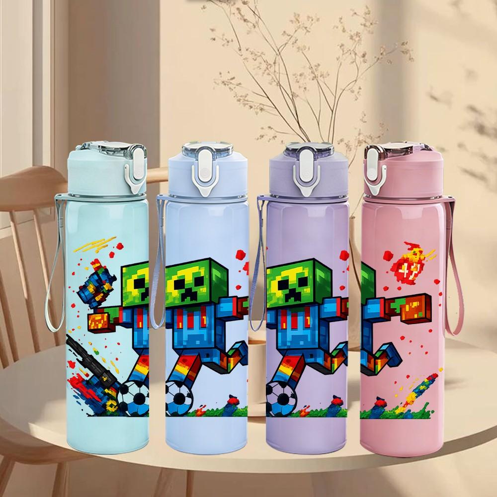 1PC Dancing Green Zombie Character 750ml Color Plastic Sports Water Bottle Leakproof Flip Straw Lid Suitable for Sports Office Home Use