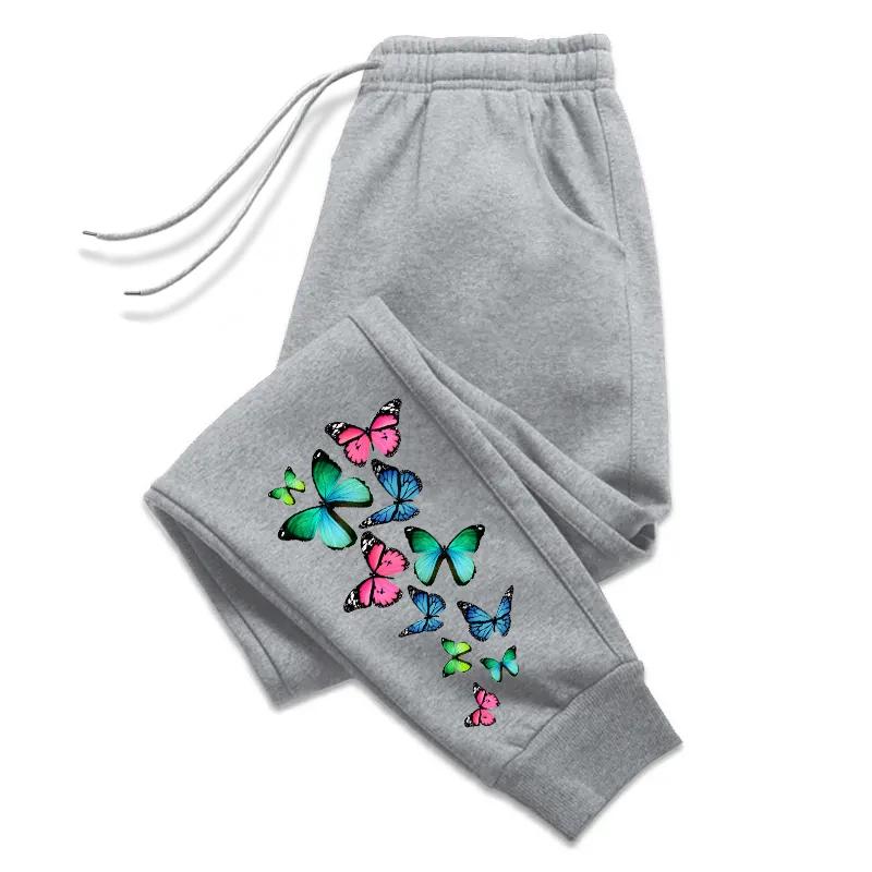 Colorful Butterfly Printed Sweatpants for Women Ladies Casual Sport Jogging Pants All Season Outdoor Trousers