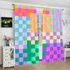 Colorful Checkerboard Environmental Polyester Printed Curtain Limited Time Special Gift Combination Made Of
