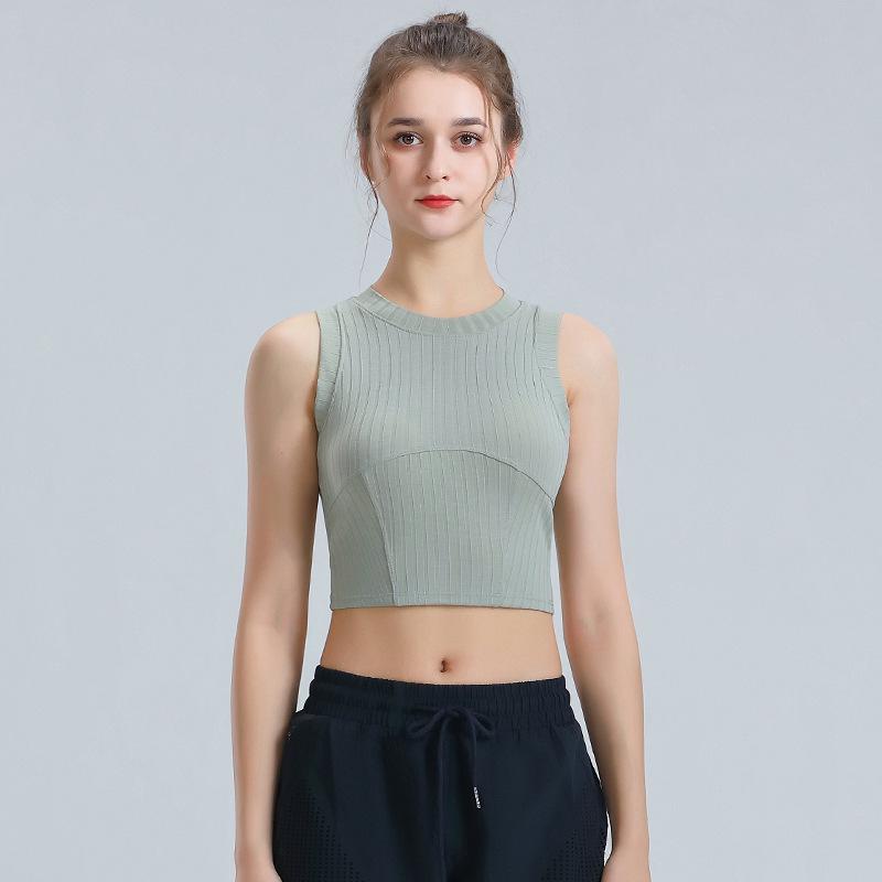 

Женский бесшовный быстросохнущий жилет для йоги без рукавов с нагрудными вкладышами - Дышащий топ для фитнеса и бега Small светло-зеленый