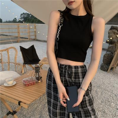 Piccolo Girocollo Snellente e Stile Corto con Ombelico Scoperto con Gilet In Estate Nuovo Design Top a Sospensori