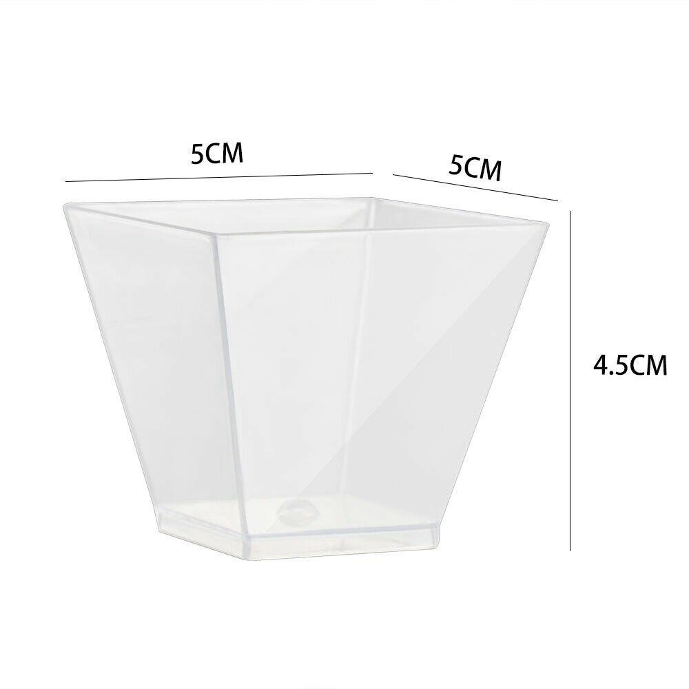 25pcs 60ml Mini Dessert Cups Square Plastic Cups Reusable Jelly Mousses Appetizer Cup Food Container Party Birthday Decor