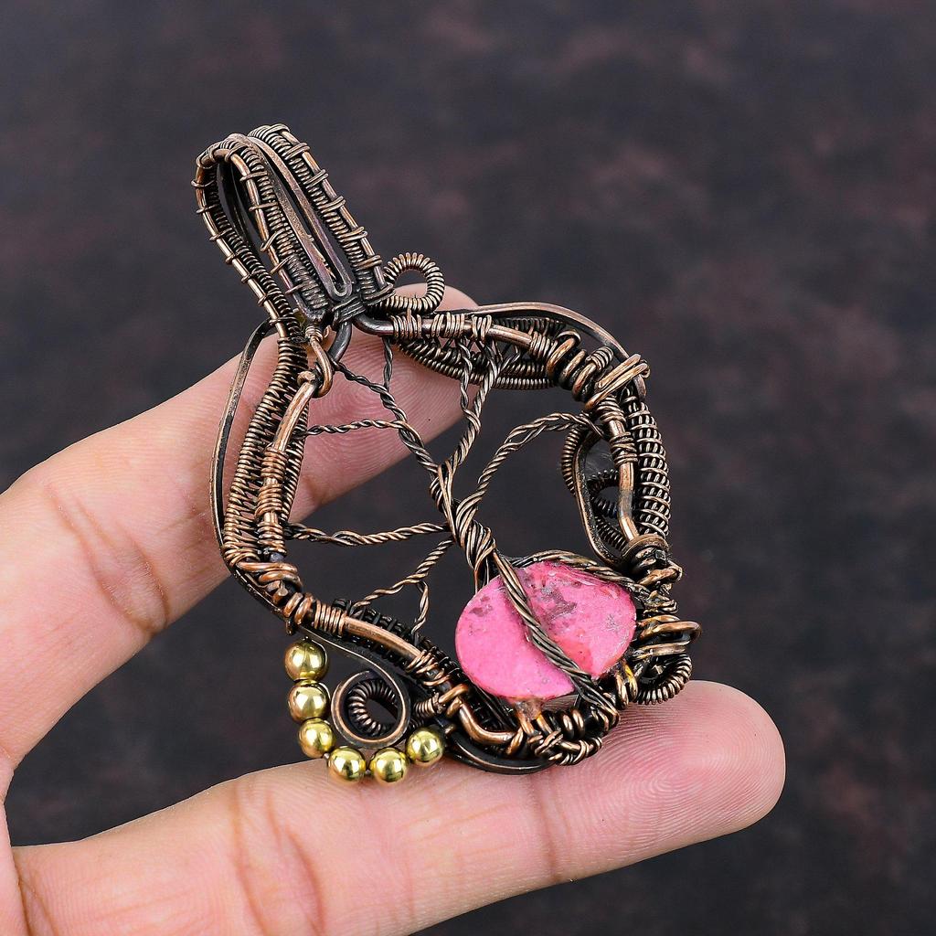 Tree Of Life Thulite Pendant Copper Wire Wrapped Pendant Original Gemstone Pendant Handmade Pendant Copper Wire Wrap Jewelry Engagement Gift