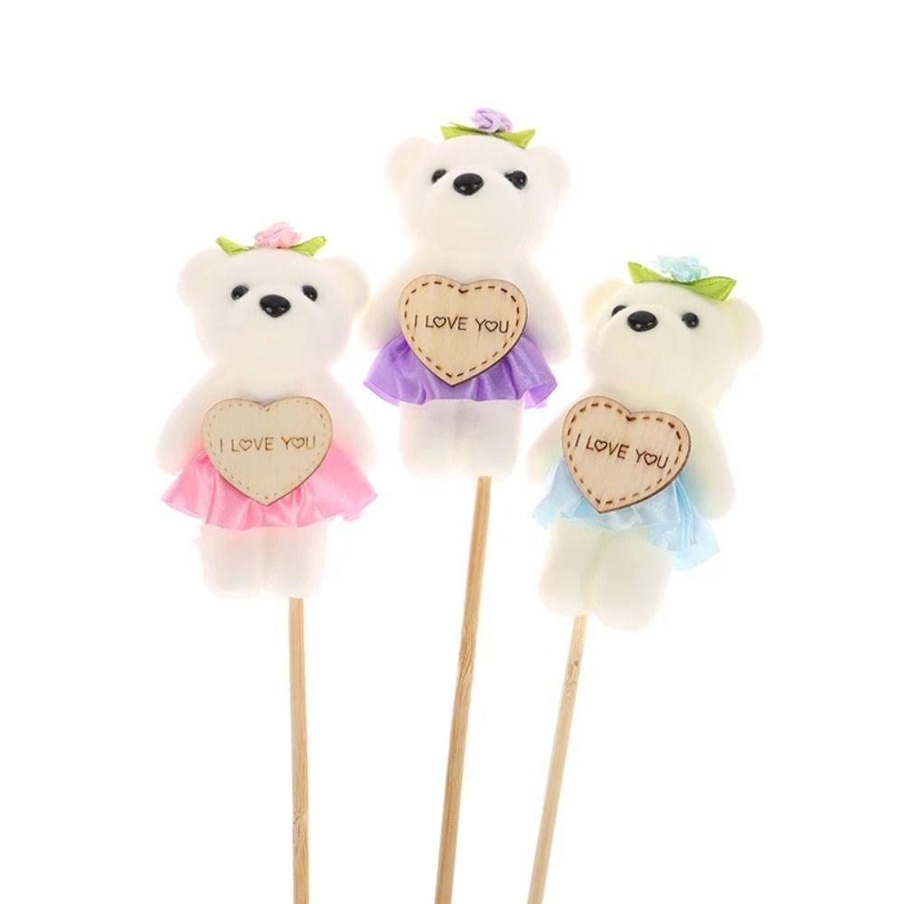 10pcs/set Plush Animal Mini Bear Flower Bouquet Foam Bear Cartoon Bouquet Doll  Valentine's Day