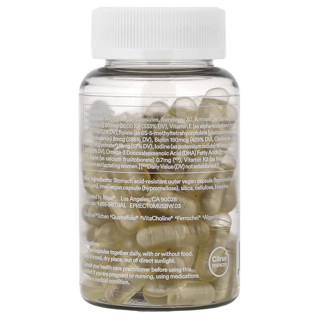 Ritual, Essentials for Women, Prenatal Multivitamin, Citrus, Veggie Capsules, 60 Capsules