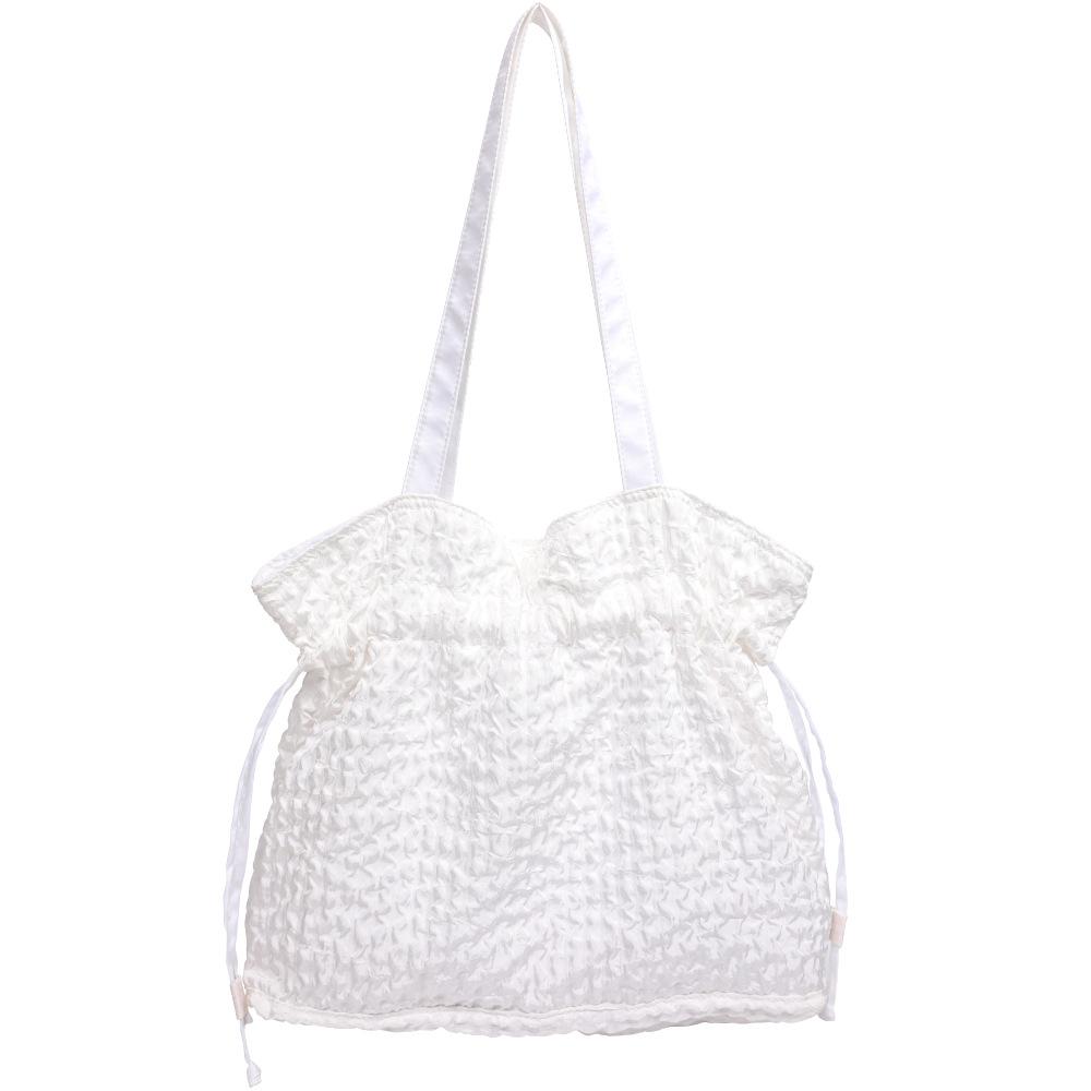 Borsa casual in tessuto plissettato, Borsa a spalla singola di grande capacità, Borsa da pendolare di nicchia con coulisse, Borsa tote