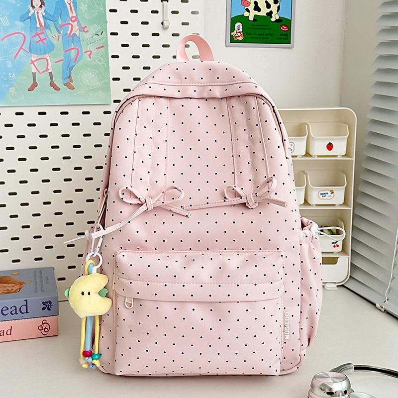 School bag summer new small fresh polka dot sweet girl travel mini backpack high value literary and art fan girls backpack