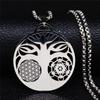 Yoga Flower of Life Buddhist Amulet Necklace Stainless Steel Spiritual Medal Tree  of Life Necklace Jewelry Fleur De Vie N3091