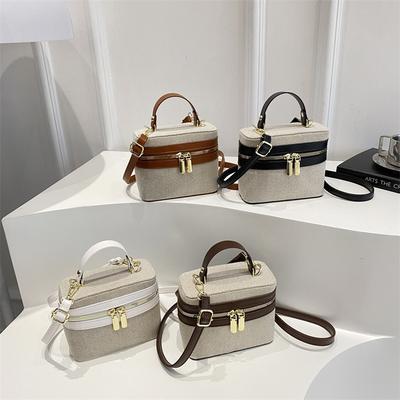 Neue Nischenbox kleine quadratische Tasche Patchwork Kontrastfarbe Damen Aufbewahrungstasche Modisch Tragbar Schulter Umhängetasche Damen