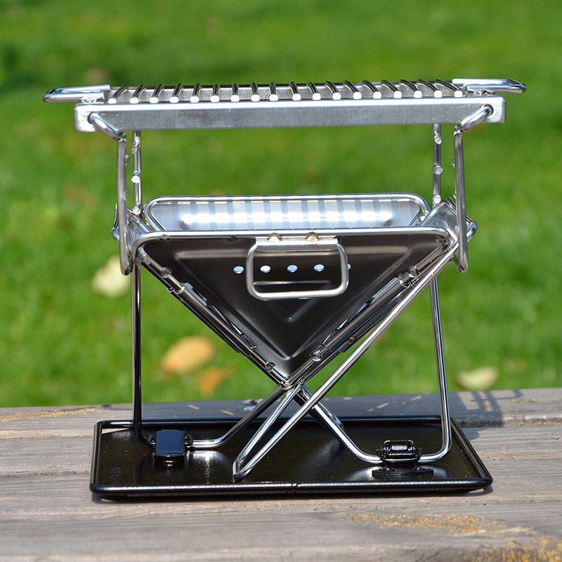 Portable Stainless Steel Folding BBQ Grill & Fire Pit for Outdoor Camping