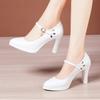 6 8 10cm Small Size 32-43 Shallow Genuine Leather Shoes Women Pumps 2025 Block High Heels Shoes Platform for Office Model Mom