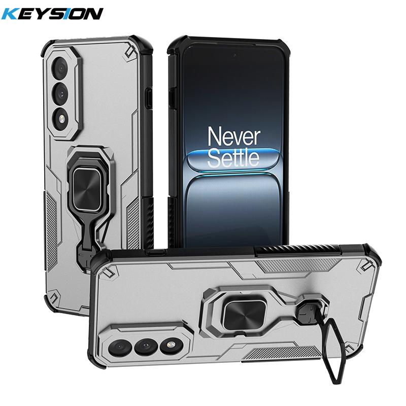 KEYSION Coque Armure Antichoc pour OnePlus Nord 5 5G Silicone+PC Support Métal Vertical Anneau Live Housse de Téléphone pour OnePlus Nord CE5