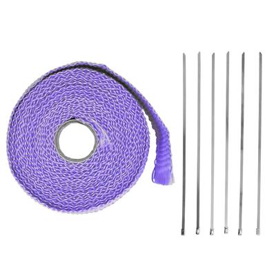 5m Exhaust Heat Wrap Insulation Tape Glass Fiber with Alloy Steel Tie for Car MotorcyclePurple