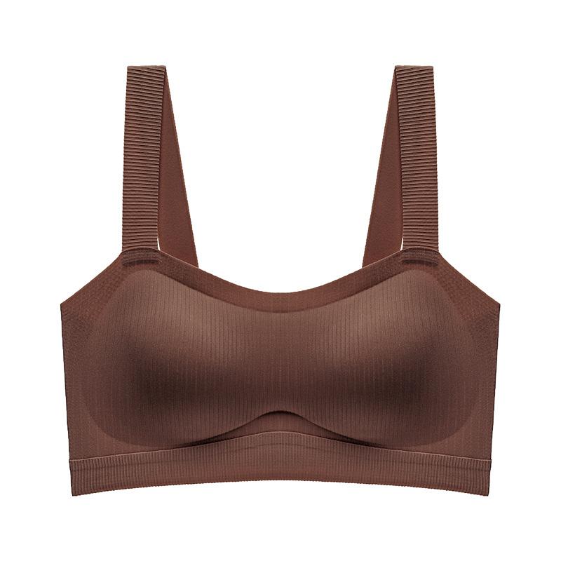 

Длинный бесшовный широкий плечевой ремень с подушкой на груди Майка Майка с бюстгальтером Нижнее белье L какао коричневый