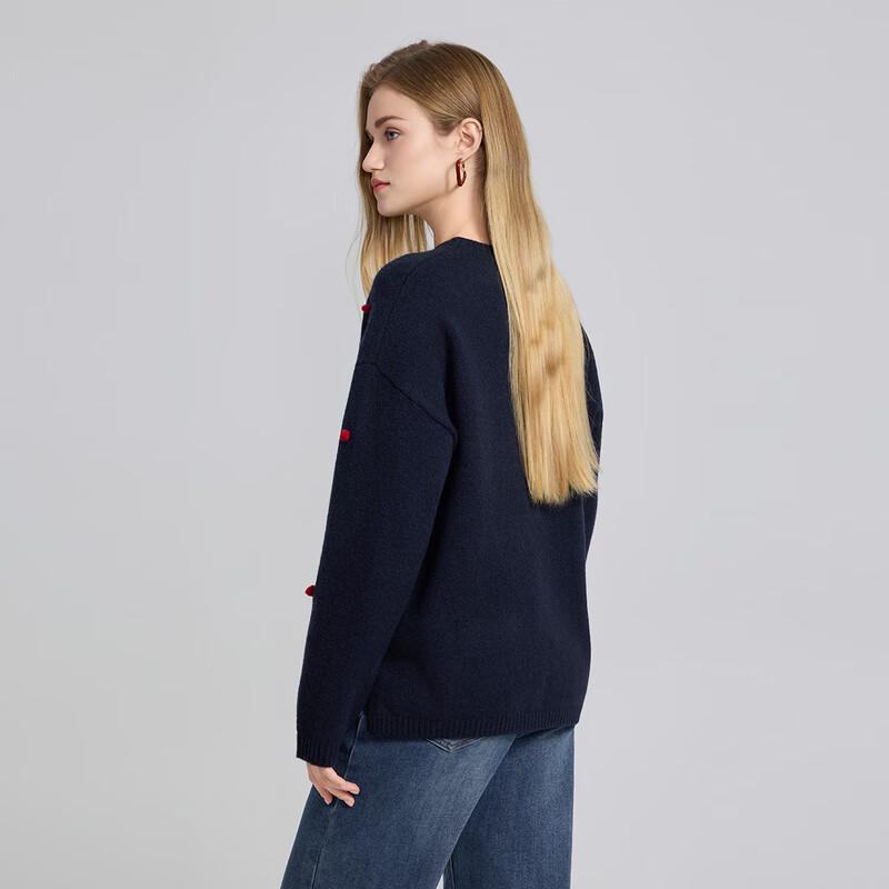 She Tuh Damtröja med avslappnad passform i ullblandning, långärmad stickad tröja