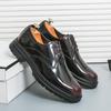 British Style Leather Shoes Men's 2025 New Glossy Business Casual Shoes Men's Dress Round Head Lace-up Small Leather Shoes