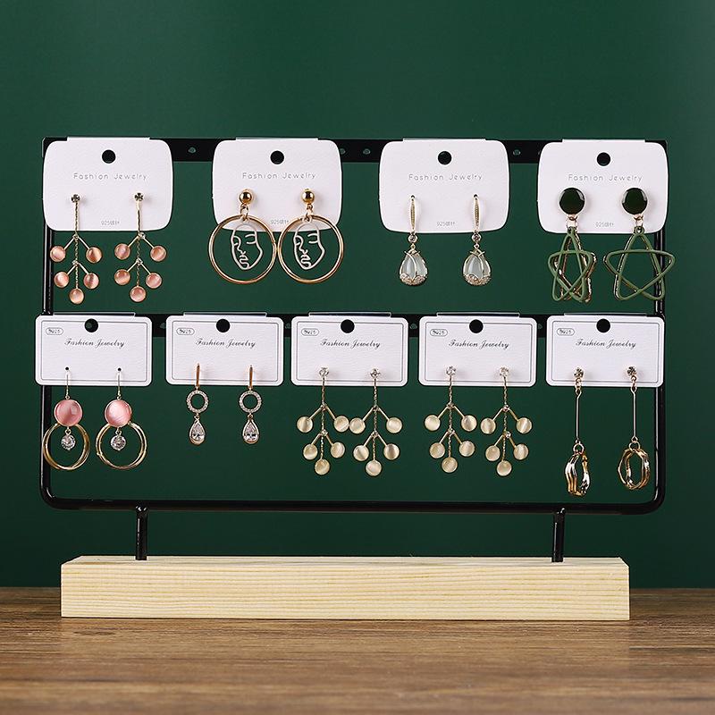 Solid Wood Iron Art Earring Holder Jewelry Display Stand for Home Storage and Hanging Ear Studs.
