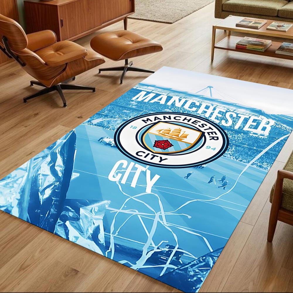 Manchester City Football Club Decorative Area Rug Soft Plush Non-slip Bottom Kitchen & Bathroom Use Fashionable Home Decor Perfect Gift