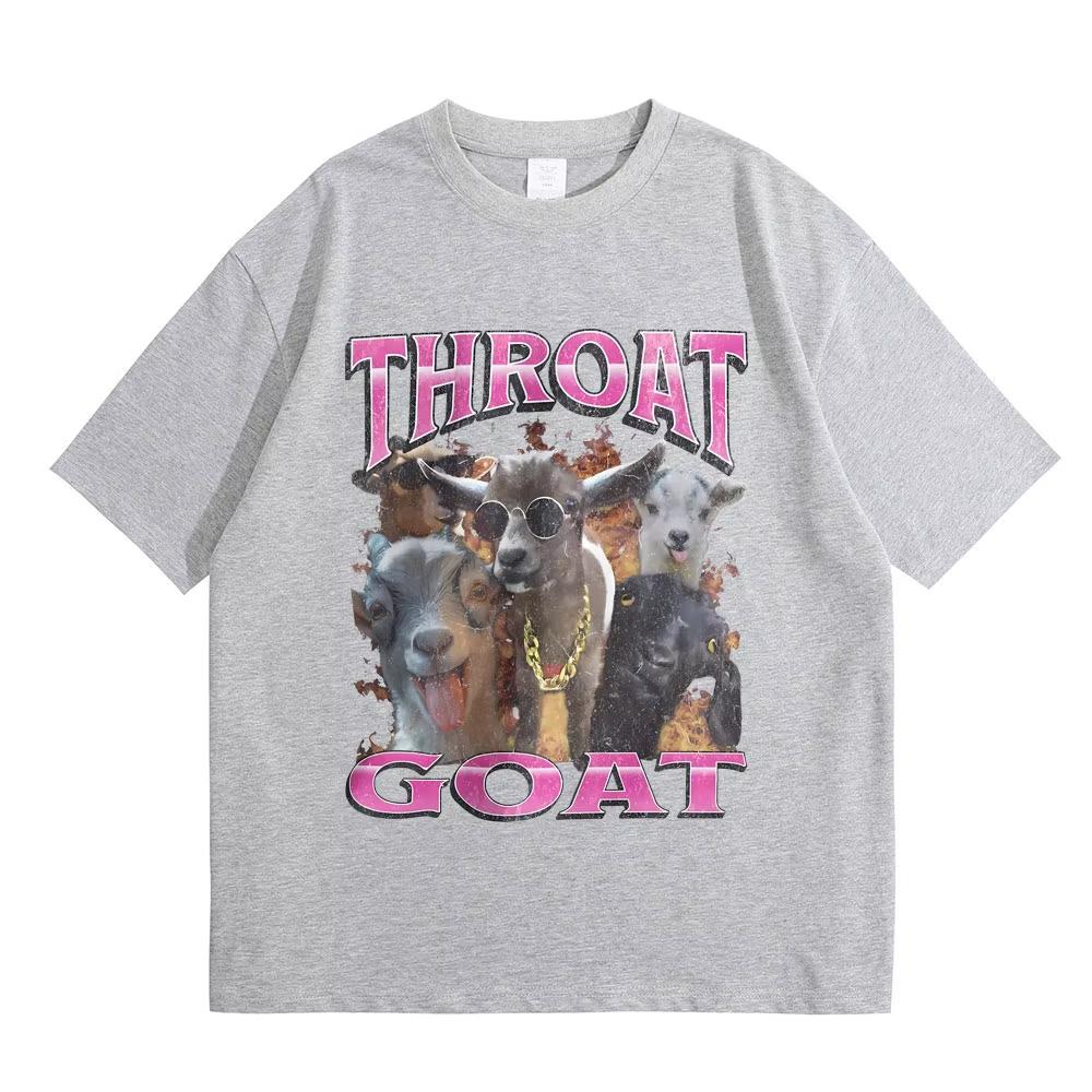 Funny Throat Goat Graphic Print T-shirts Male Fashion Oversize Streetwear Men Women Casual High Quality Pure Cotton Short Sleeve