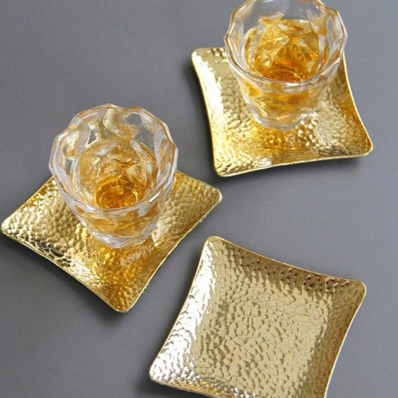 Metal Coaster, Luxury Creative Style, Golden Color, Embossed Craft, Suitable for Insulation, Tea Tray, Plate