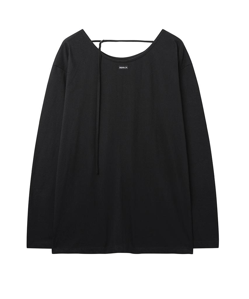 Lense Oversized Back Point Long Sleeve Tee Black