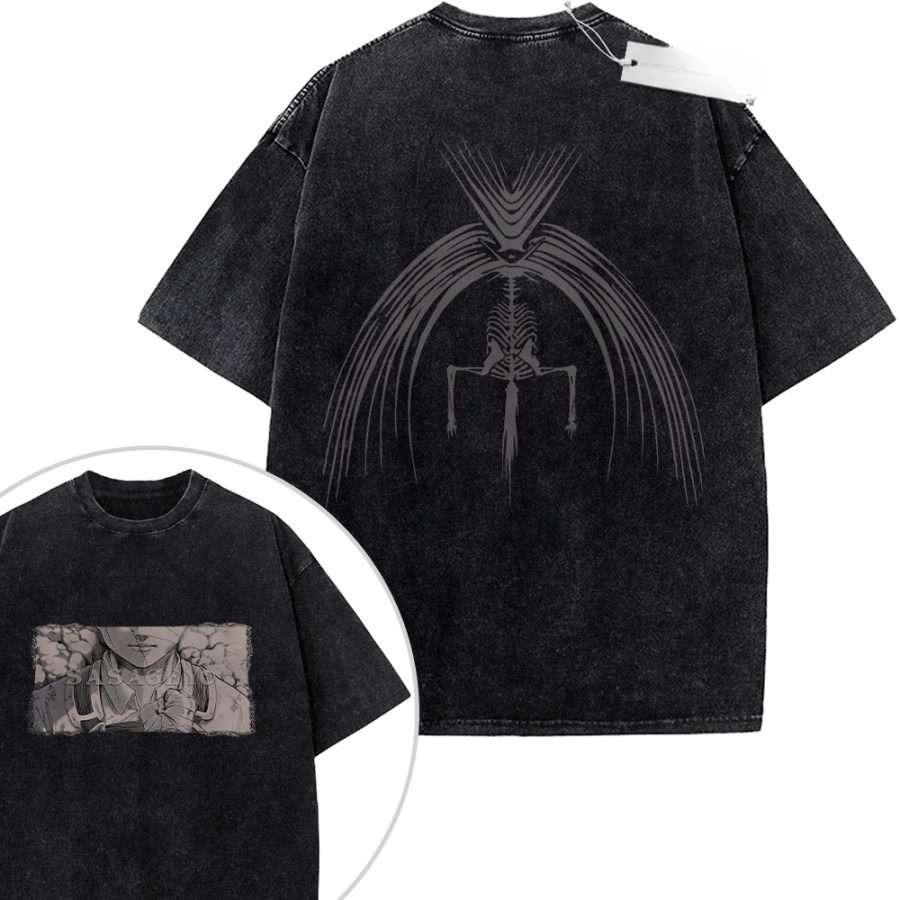 Oversize Vintage Washed Attack On Titan T Shirt with Anime Titans Army Graffiti Print for Streetwear Casual Daily Outfit