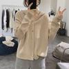 Hooded v-neck knitted cardigan early autumn new loose lazy gentle wind sweater jacket with top women