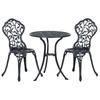 Outsunny 3-Piece Bistro Set with 2 Chairs and 1 Round Table, Antique Style, for Garden, Patio, Balcony, Black