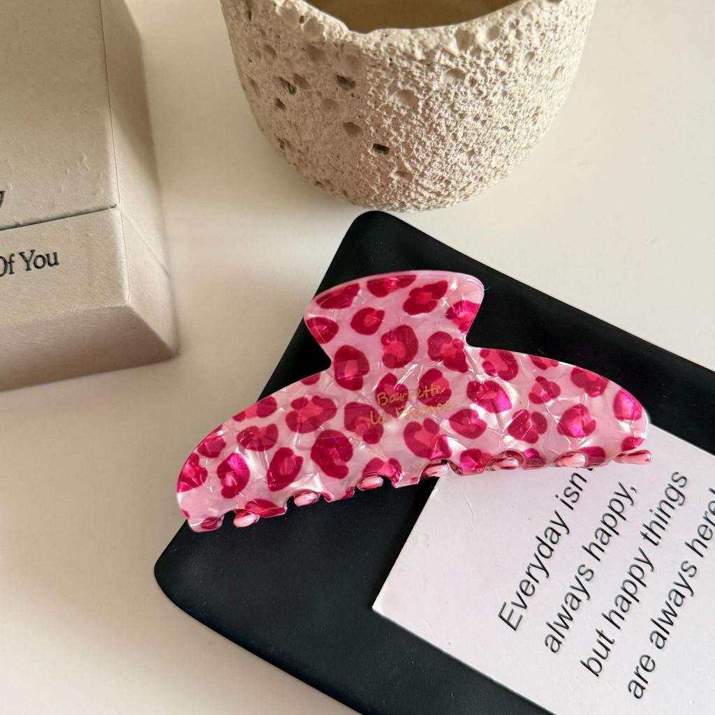 Koreaanse Roze Luipaard Haarklem Hoge Sense Design PVC Haarklem Delicaat Achterkant van het Hoofd Opgestoken Haaienklem Haaraccessoire 2026 Nieuw