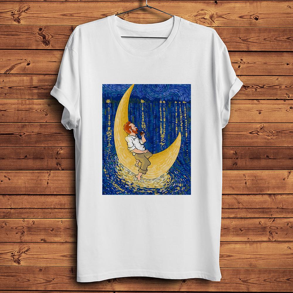 

Vincent Van Gogh on Moon Sunflower Starry Night Funny Artistic TShirtCasual Short TshirtUnisex TeeBreathable Print NoCrack S