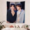 Teeteepor Duo Tapestry Korean Idol Night Aesthetic Wall Hanging Poster Couple Style Fabric Tapestry Bedroom Dorm Decor