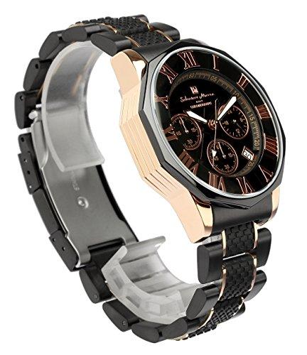 Salvatore Marra Men's Chronograph Watch, 10 ATM Water Resistant, Business/Formal, Italian Brand, Limited Edition, SM15104 (Black/Pink Gold) [Parallel
