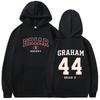 Módní pánská mikina s kapucí, Mikina s motivem Brill University Hockey Graham #44, Unisex retro volná mikina
