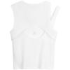 Calvin Klein Asymmetrical Cutout Round Neck Crop Top Women Tops Moonlight-White J223349