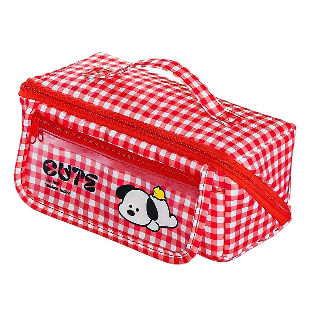 Puppy Grid Stationery Bag Korean Style Dopamine Pencil Pouch Kawaii Prism Pencil Case Unisex