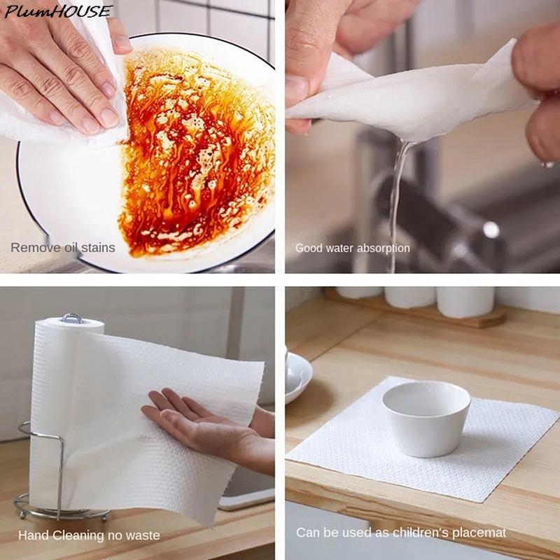 1 roll reusable non-woven kitchen cleaning rags lazy rags scouring pads oil-free disposable dish towel cleaning rags