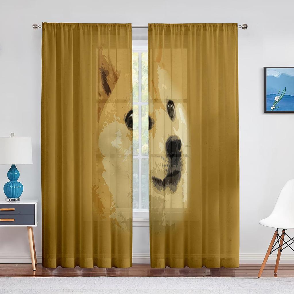 Câine Shiba Inu Drăguț Stând pe Iarbă Perdele Transparente pentru Decorul Camerei de Zi Cortină de Fereastră pentru Dormitor Bucătărie Draperii Tulle Voile