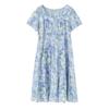 Large size women's clothing French square neck oil painting style floral dress waist thin medium and long skirt 262590