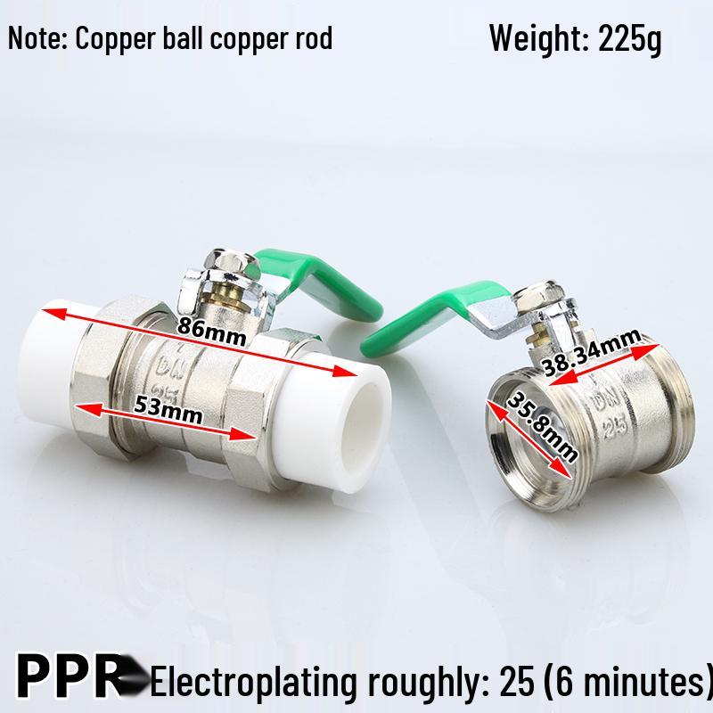 High-Temperature PPR Ball Valve: Double Union, Copper, Hot Melt, Sizes 20-75, Water Pipe & Switch